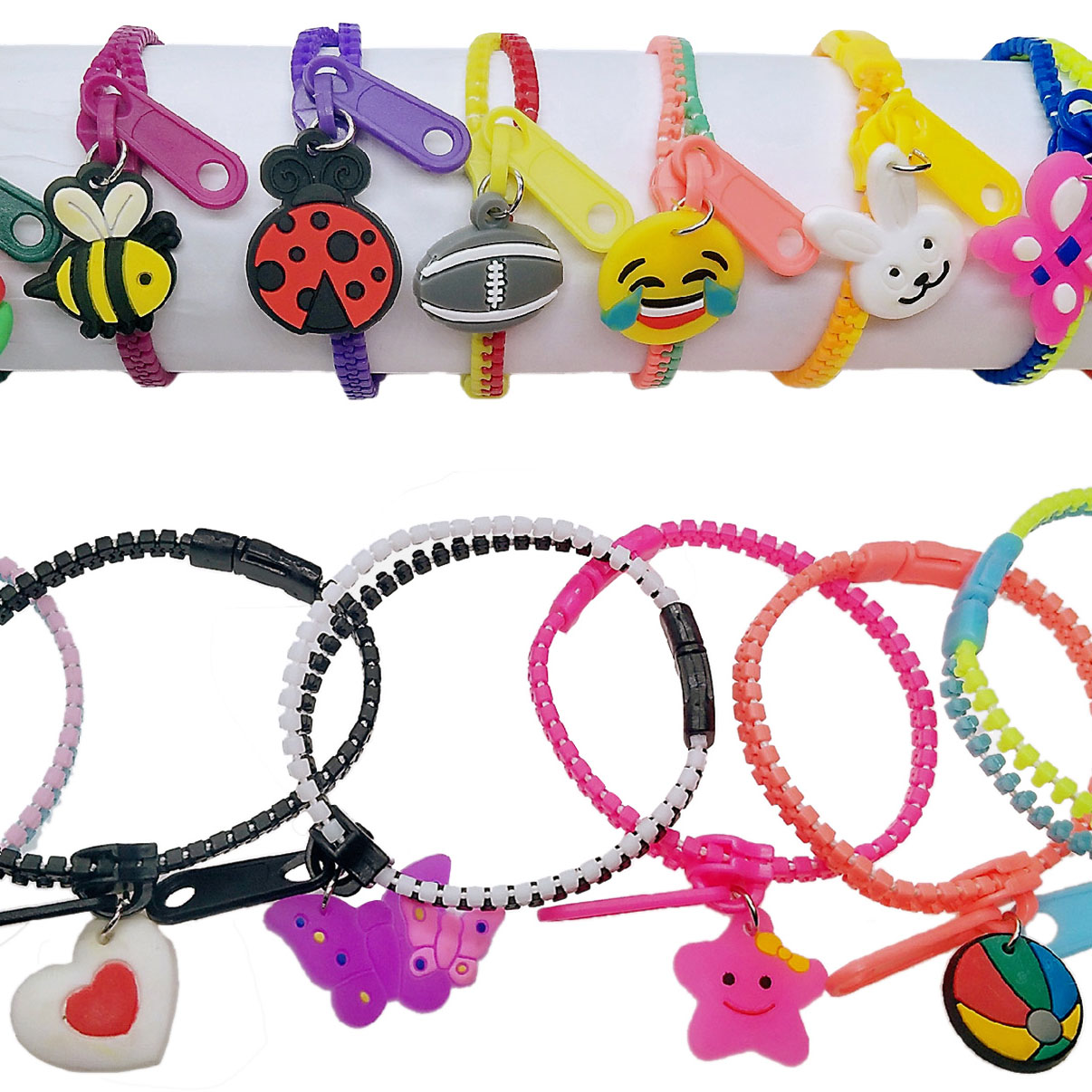 Zipper Bracelets w/ Pendants